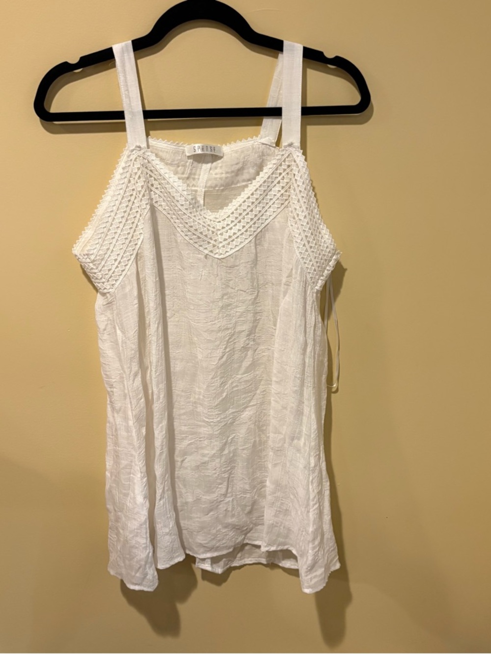 Spense White Crochet-Trim Camisole Tank
